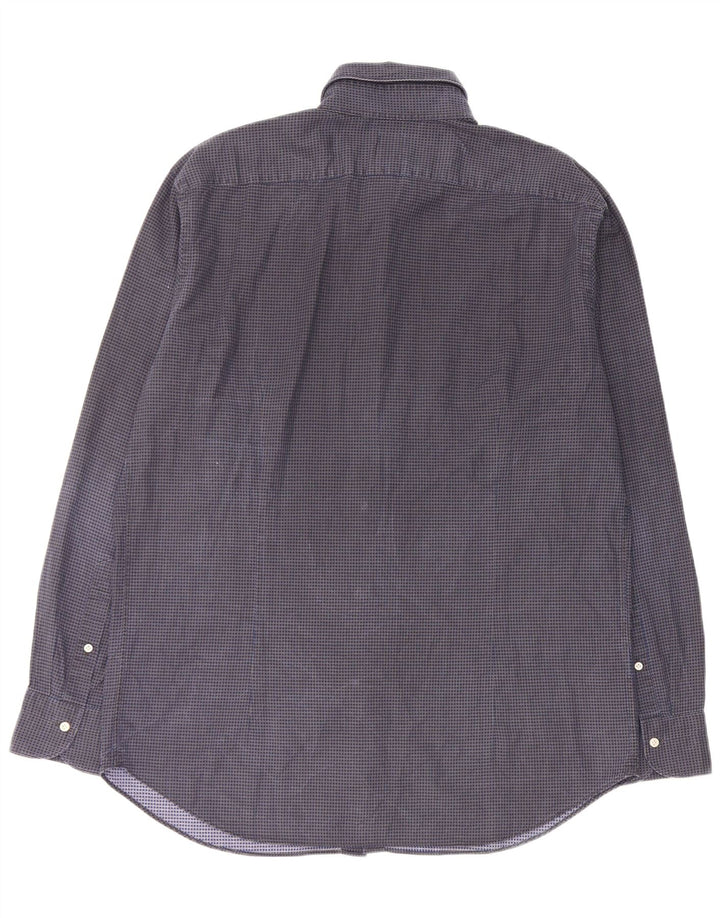 BOOGIE Mens Milano Custom Fit Shirt 2XL Navy Blue Houndstooth Cotton