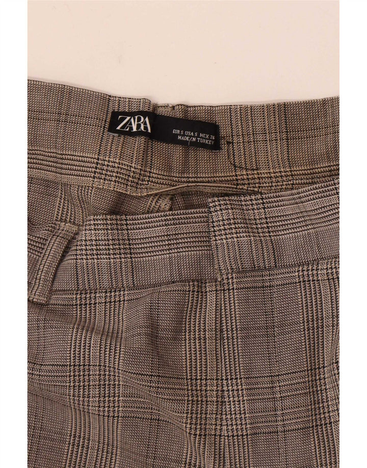Zara Womens Slim Chino Trousers Small W26 L25 Grey Check