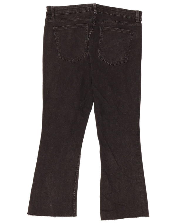 Zara Womens Crop Bootcut Jeans EU 44 XL W34 L24 Black Cotton