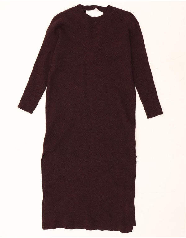 Abito maglione a maniche lunghe da donna Cos UK 10 piccolo in lana bordeaux