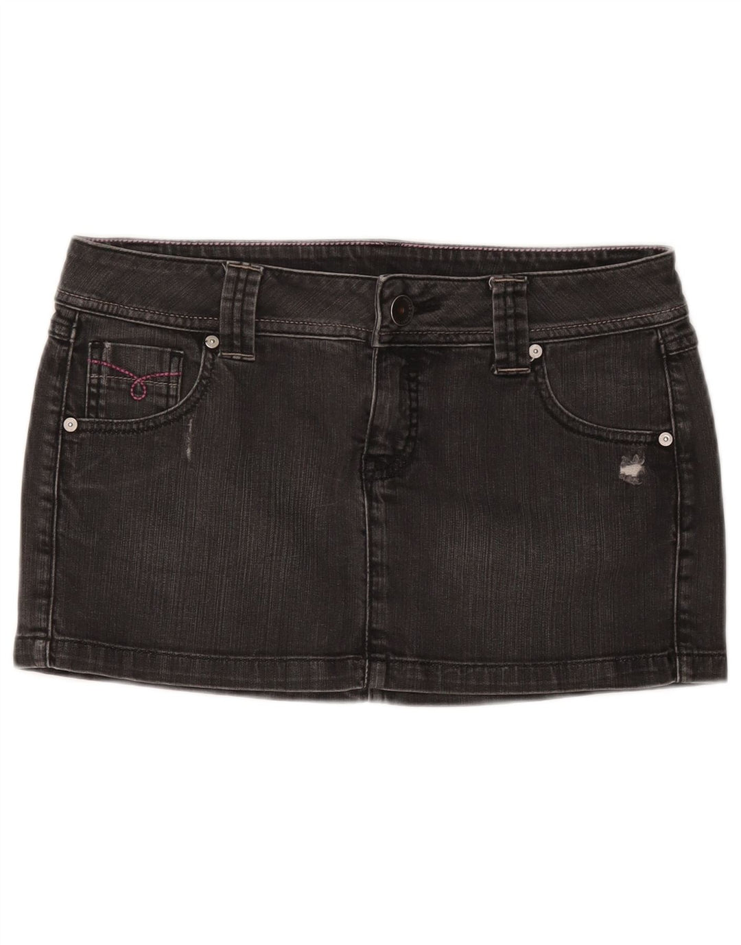 BENETTON Womens Distressed Denim Skirt IT 44 Medium W30  Grey Cotton