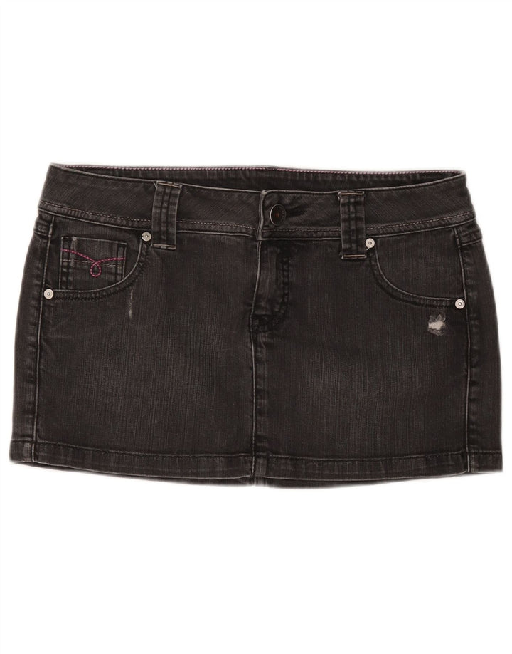 BENETTON Womens Distressed Denim Skirt IT 44 Medium W30  Grey Cotton