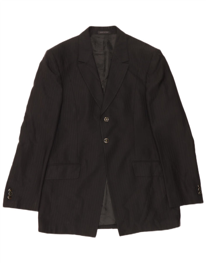 Carlo Pignatelli Mens 2 Button Blazer Jacket IT 54 2XL Black Pinstripe