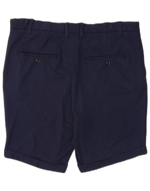 Zara Herren Chinoshorts EU 42 Large W32 Marineblaue Viskose