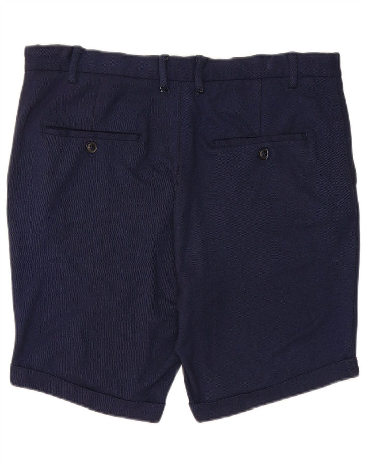 Zara Mens Chino Shorts EU 42 Large W32 Navy Blue Viscose
