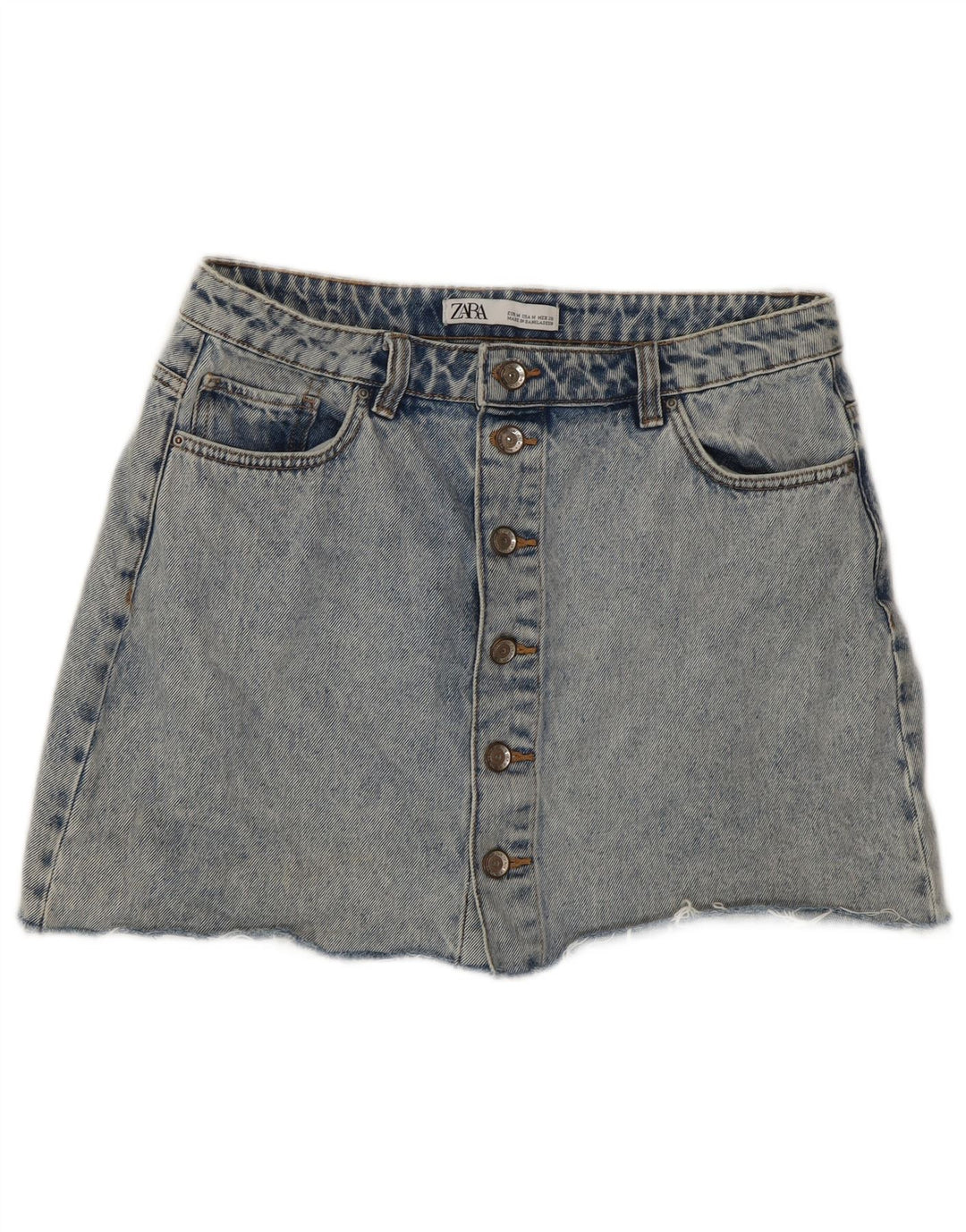 Zara Womens Acid Wash Mini Denim Skirt Medium W28 Blue