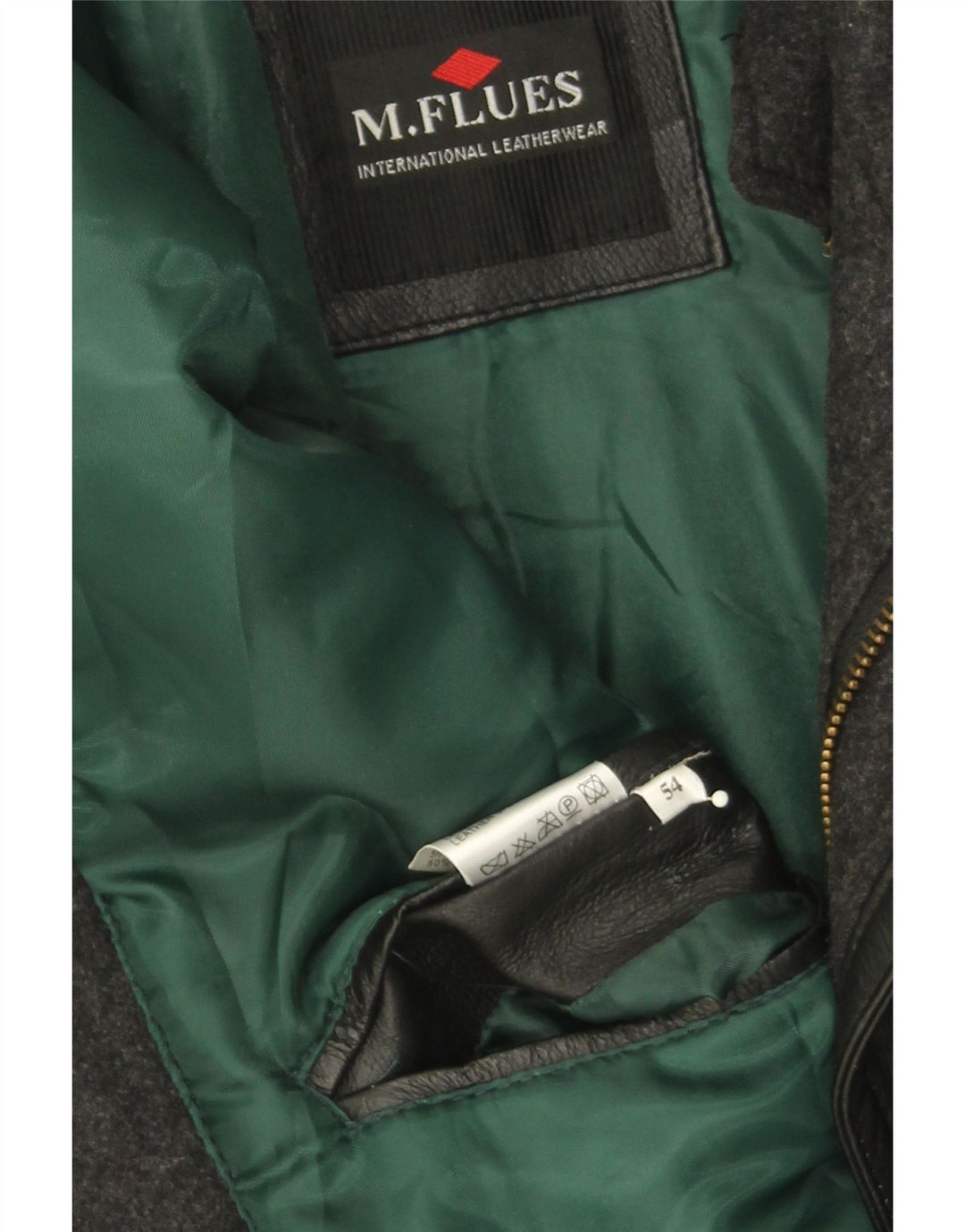 M. FLUES Mens Leather Coat IT 54 2XL Black Leather Vintage M. Flues and Second-Hand M. Flues from Messina Hembry 