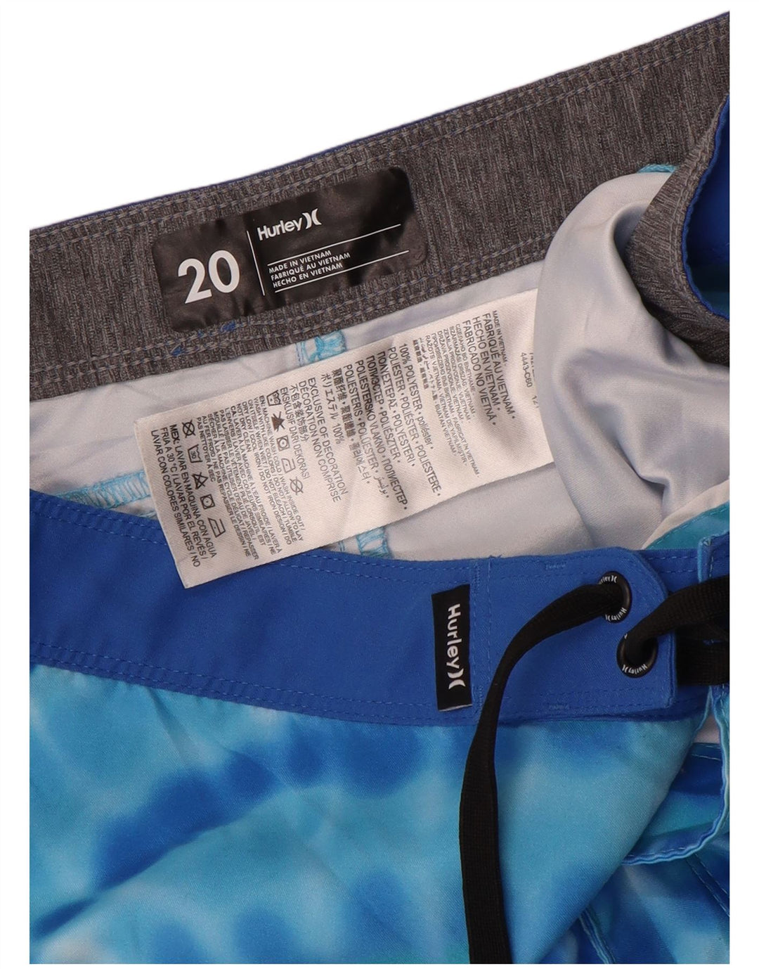 Pantaloncini da bagno Hurley per ragazzi 15-16 anni in poliestere tie dye blu