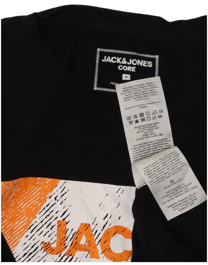 JACK & JONES Mens Core Graphic T-Shirt Top Medium Black Cotton