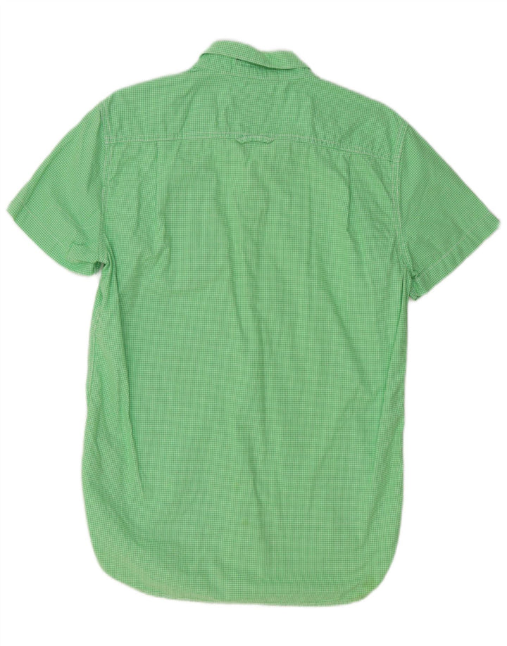 SUPERDRY Mens Short Sleeve Shirt Medium Green Gingham Cotton