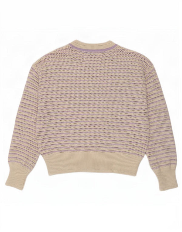 Marks & Spencer Womens Crew Neck Jumper Sweater UK 14 Medium Purple Striped