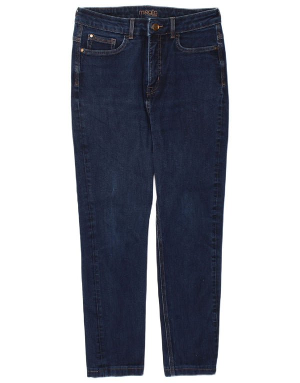 Magic Womens Slim Jeans UK 12 Médio W30 L26 Azul Marinho Algodão