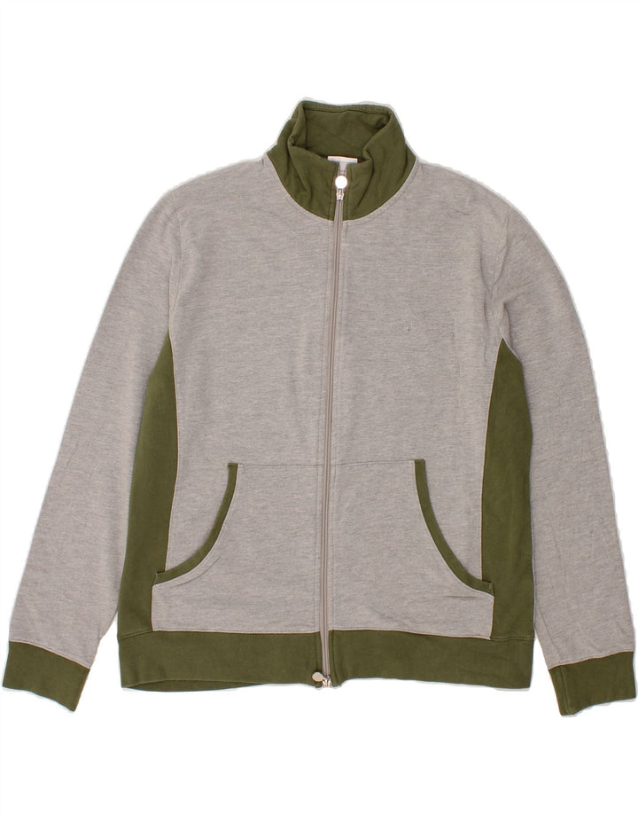 ELLESSE Womens Tracksuit Top Jacket UK 16 Large Grey Colourblock Cotton Vintage Ellesse and Second-Hand Ellesse from Messina Hembry 