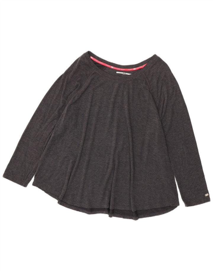 Tommy Hilfiger Womens Top Long Sleeve UK 20 2XL Grey Polyester