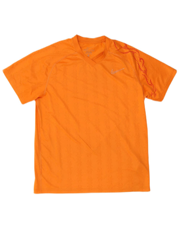 Nike Mens T-Shirt Top Medium Orange Paisley Polyester