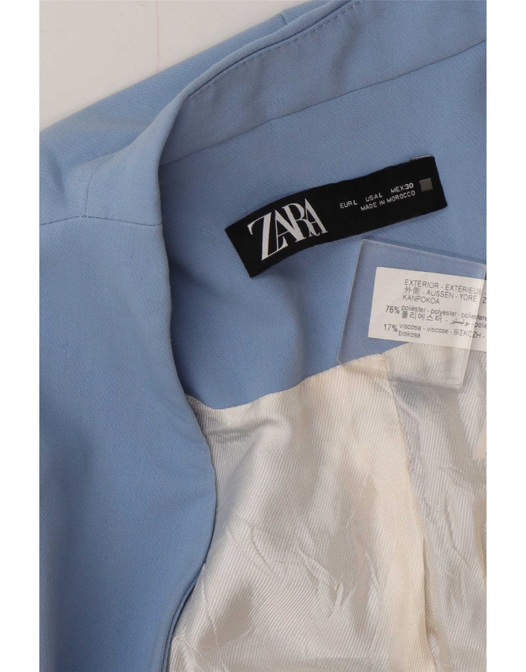 Zara Jaqueta Blazer Feminina Reino Unido 16 Grande Azul Poliéster