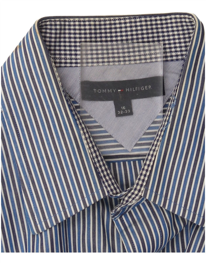 Tommy Hilfiger Mens Shirt Size 16 Large Blue Pinstripe