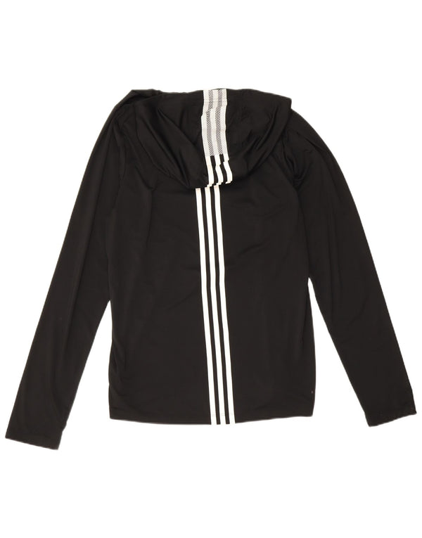 Adidas Womens Primegreen Hooded Top Long Sleeve UK 10 Small Black Polyester