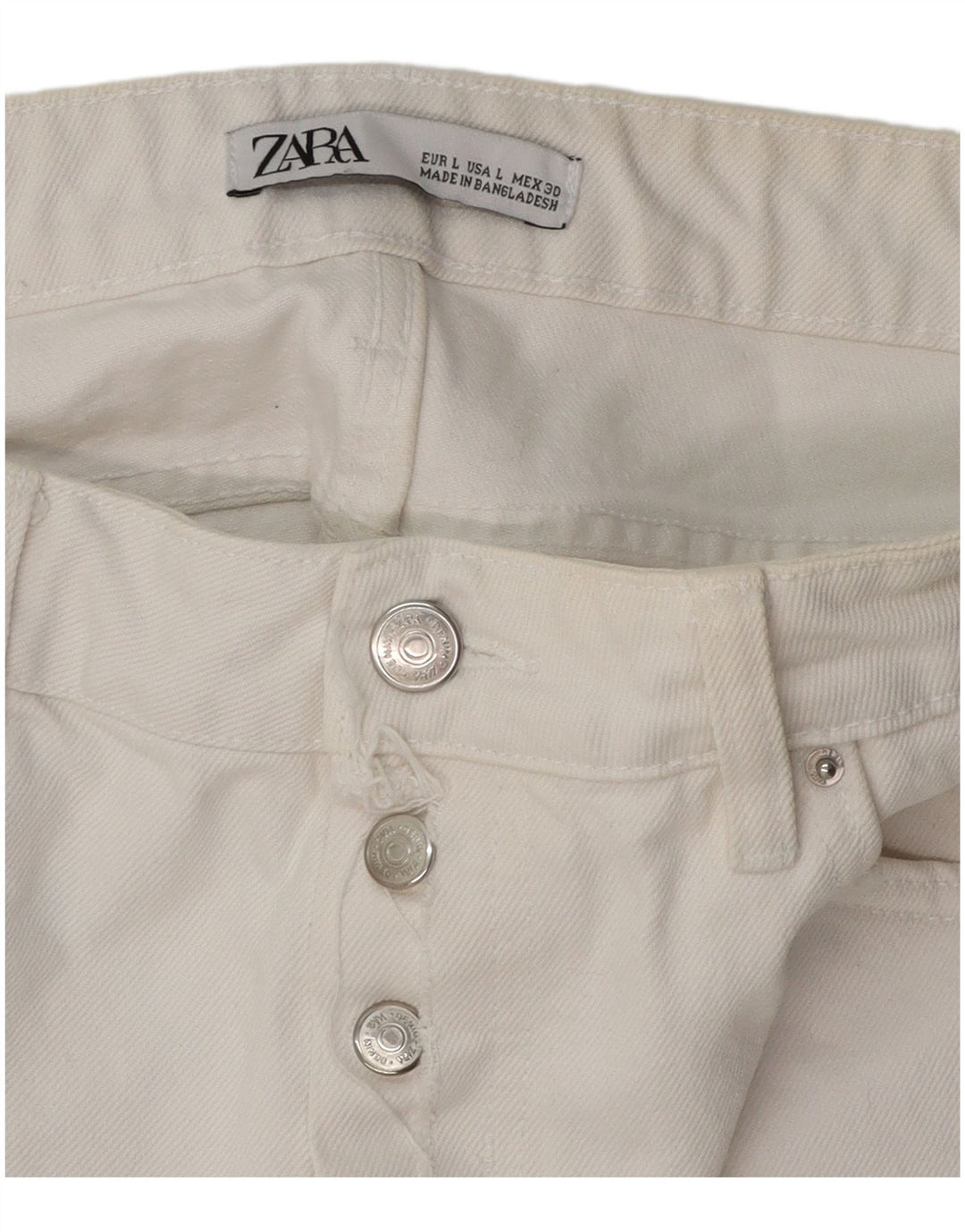ZARA Womens Distressed Mini Denim Skirt Large W32 White