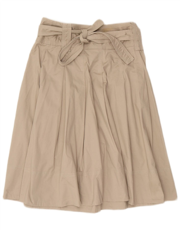 Zara Kvinder plisseret A-linje nederdel Medium W28 Beige Bomuld