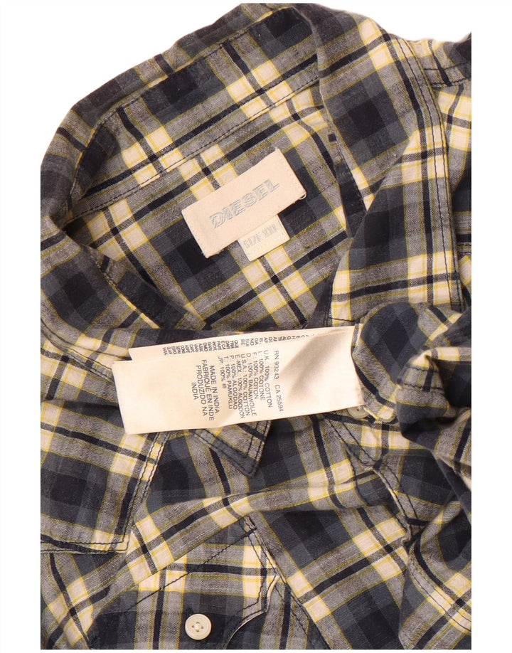 Diesel Boys Shirt 15-16 Years 2XL Navy Blue Check Cotton