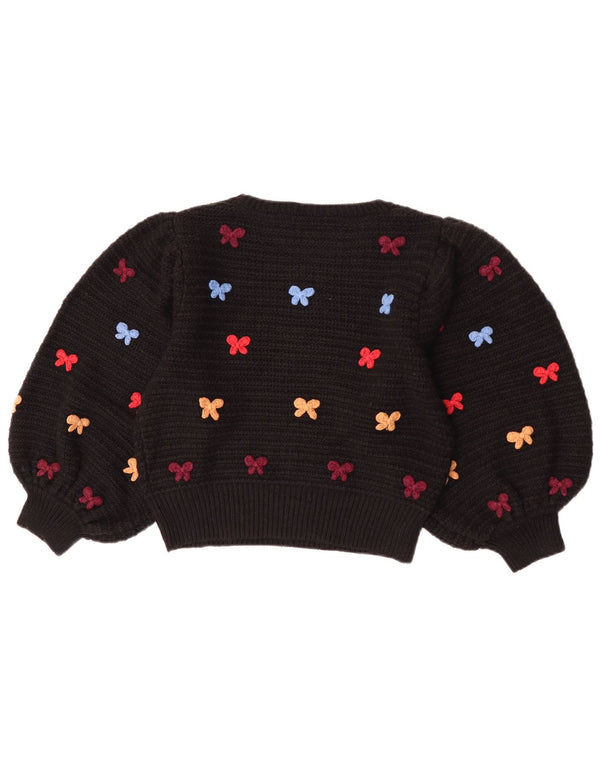 Zara Womens Crop 3/4-ærmet bådhalstrøje UK 10 Small Black