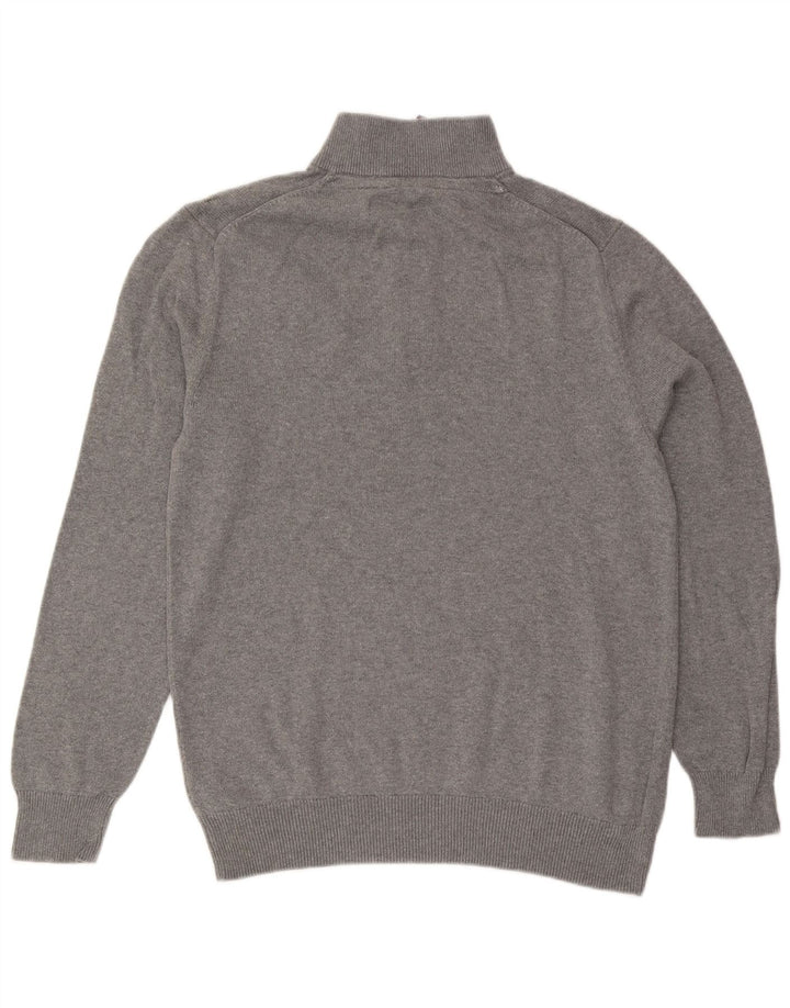 Crew Clothing Mens Zip Neck Jumper Sweater Large Grey Cotton