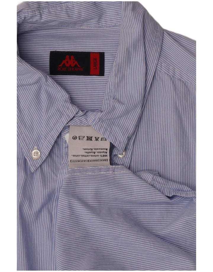Kappa Mens Shirt Large Blue Pinstripe Cotton