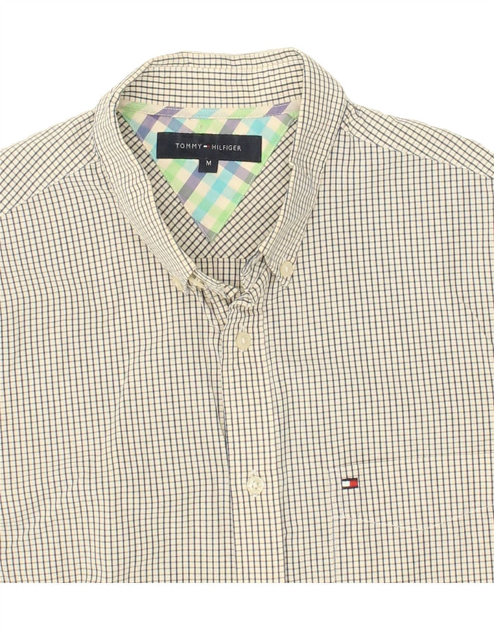 TOMMY HILFIGER Mens Shirt Medium Off White Check Cotton Vintage Tommy Hilfiger and Second-Hand Tommy Hilfiger from Messina Hembry 
