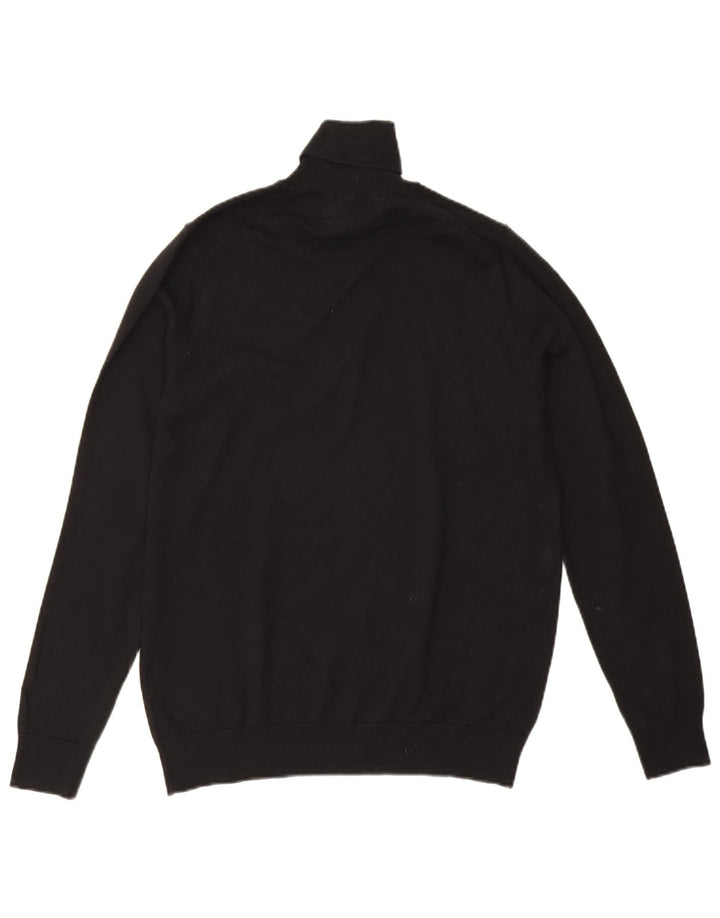 Marks & Spencer Womens Roll Neck Jumper Sweater UK 14 Medium Black Cotton
