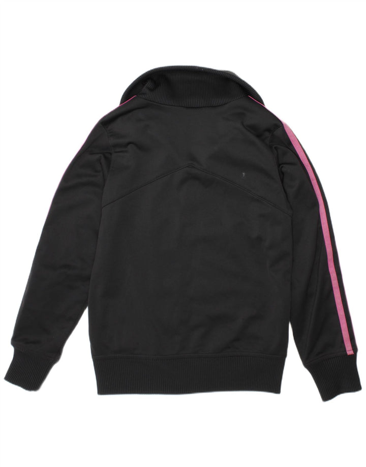 ADIDAS Girls Tracksuit Top Jacket 7-8 Years Black Polyester
