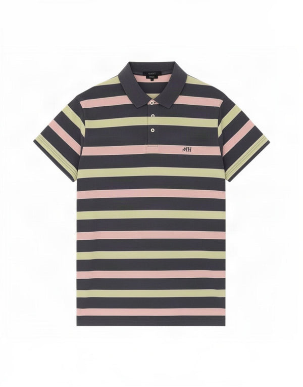 Gant Mens Fitted Polo Shirt XL Multicoloured Striped Cotton
