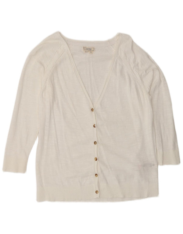 Fat Face Cardigan à manches 3/4 pour femme en coton blanc moyen UK 12