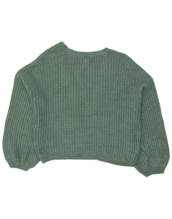 Fat Face Dame Oversized Crop Open Cardigan Sweater UK 12 Medium Green