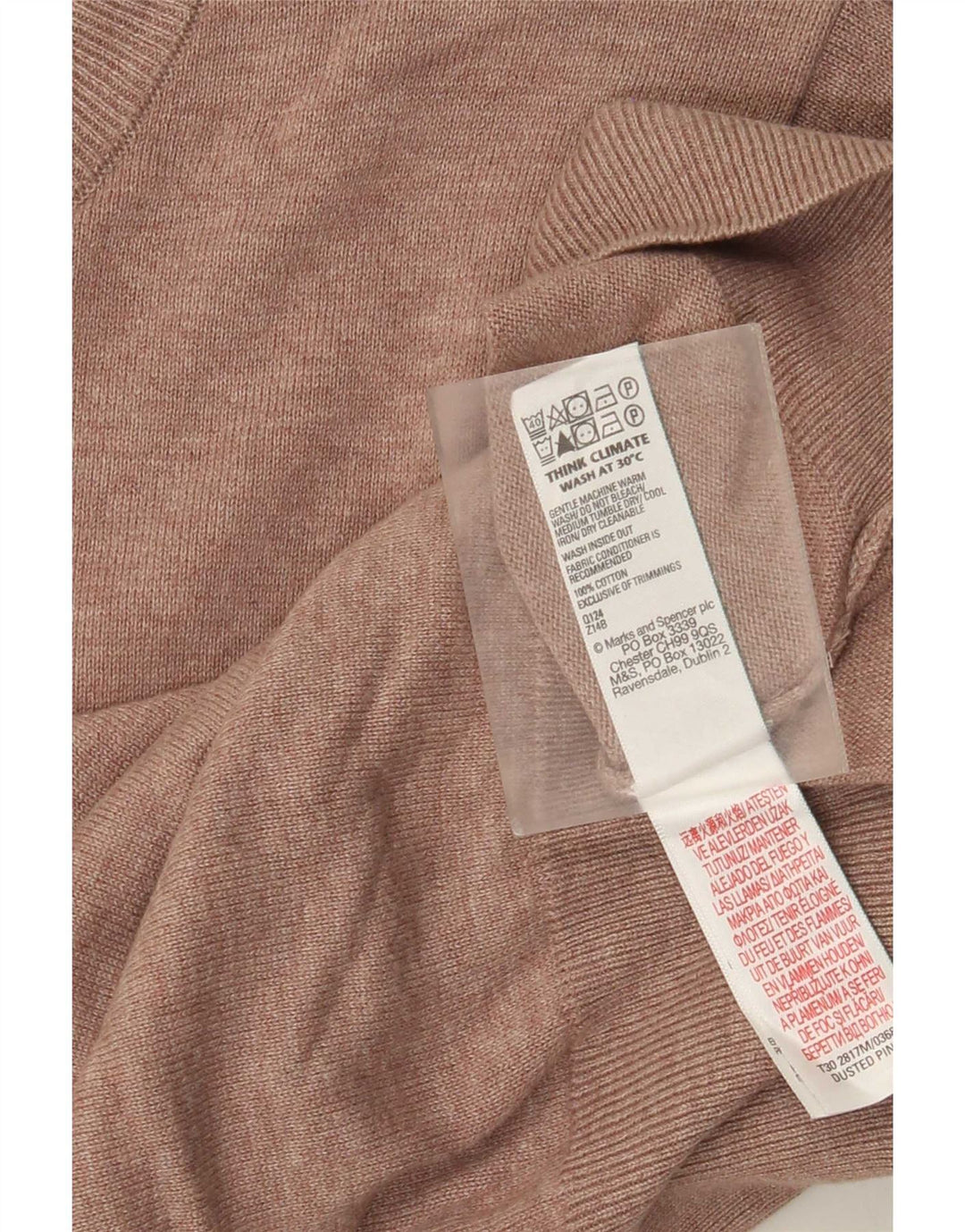 Maglione maglione girocollo da uomo Marks & Spencer in cotone rosa medio