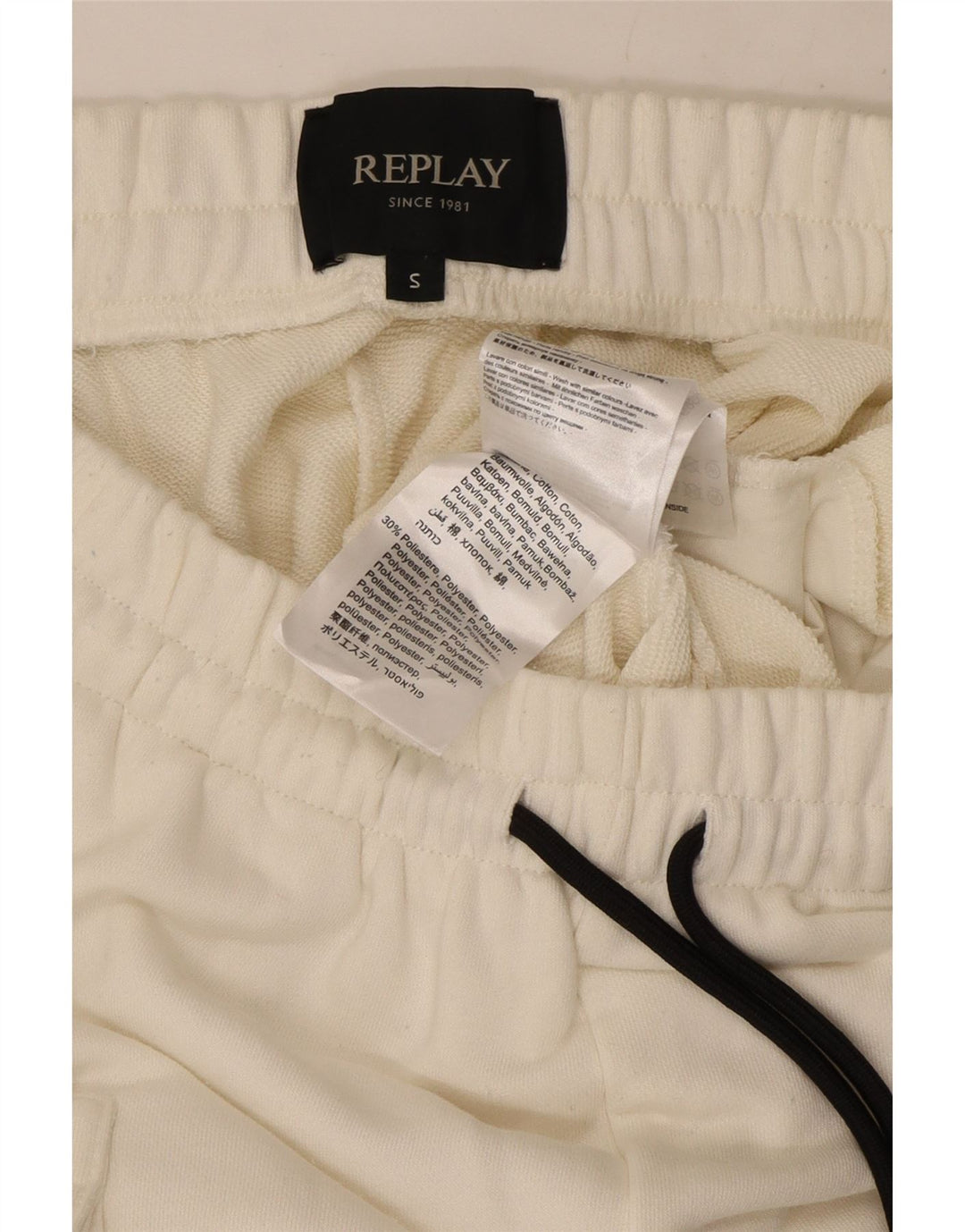Replay Mens Cargo Tracksuit Trousers Joggers Small  White Cotton