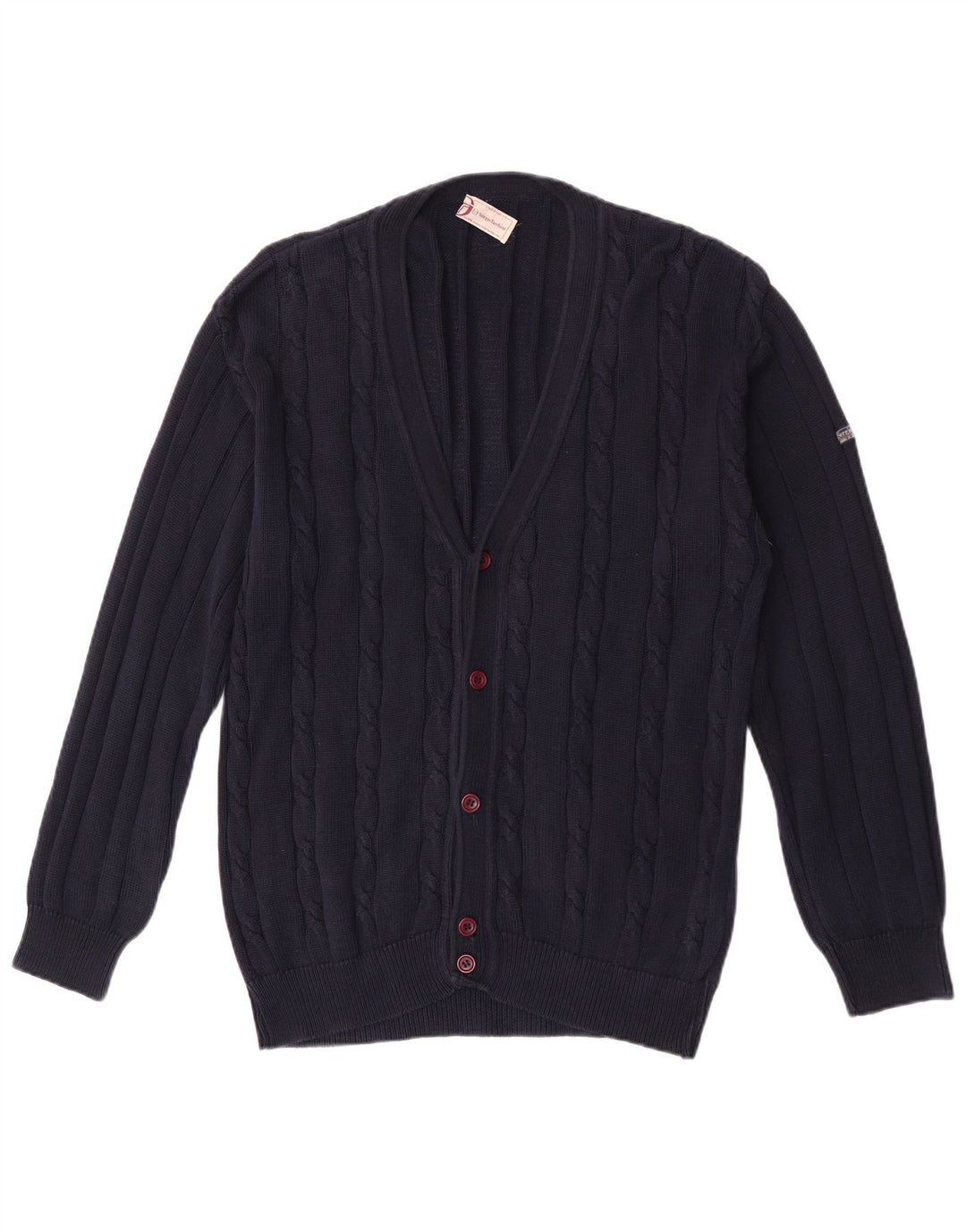 Sergio Tacchini Mens Cardigan Sweater Medium Navy Blue Cotton
