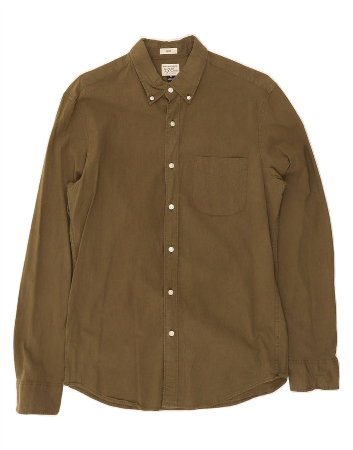 J. CREW Mens Slim Shirt Medium Khaki Cotton Vintage J. Crew and Second-Hand J. Crew from Messina Hembry 