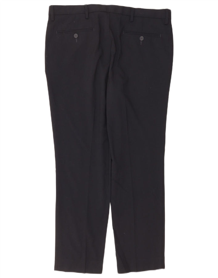 Marks & Spencer Mens Slim Fit Chino Trousers W36 L29 Navy Blue Polyester