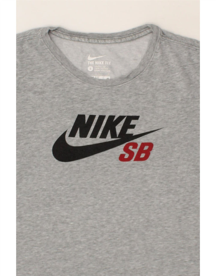 NIKE Womens Athletic Cut Graphic T-Shirt Top Large Grey Cotton Vintage Nike and Second-Hand Nike from Messina Hembry 