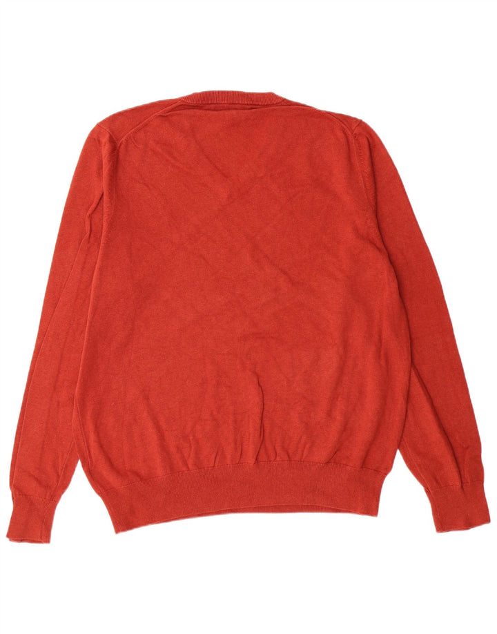 MARKS & SPENCER Mens V-Neck Jumper Sweater XL Red Cotton Classic