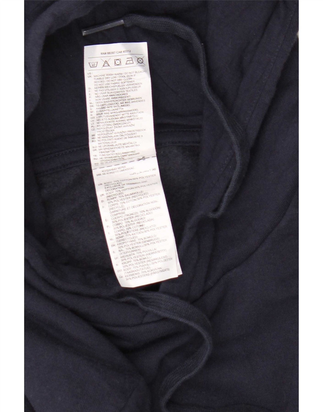 Adidas Mens Hoodie Jumper Medium Navy Blue Cotton