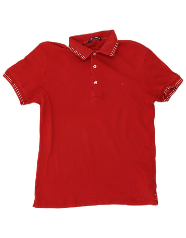 Gas Mens Polo Shirt Medium Red Striped Cotton