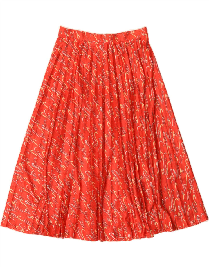 VINTAGE Womens Abstract Pattern Pleated Skirt UK 14 Medium W27 Orange Vintage Vintage and Second-Hand Vintage from Messina Hembry 