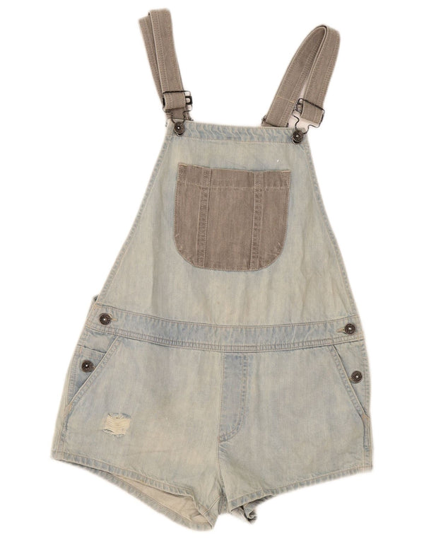 Vans Womens Dungarees Denim Shorts Small W32 Blue Colourblock Cotton