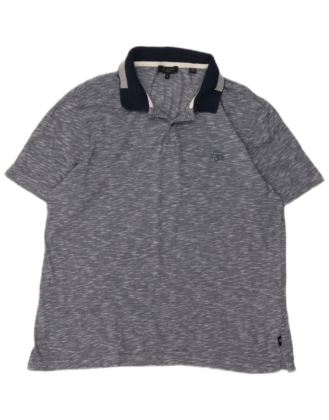 Ted Baker Mens Polo Shirt Size 4 Large Navy Blue Flecked Cotton