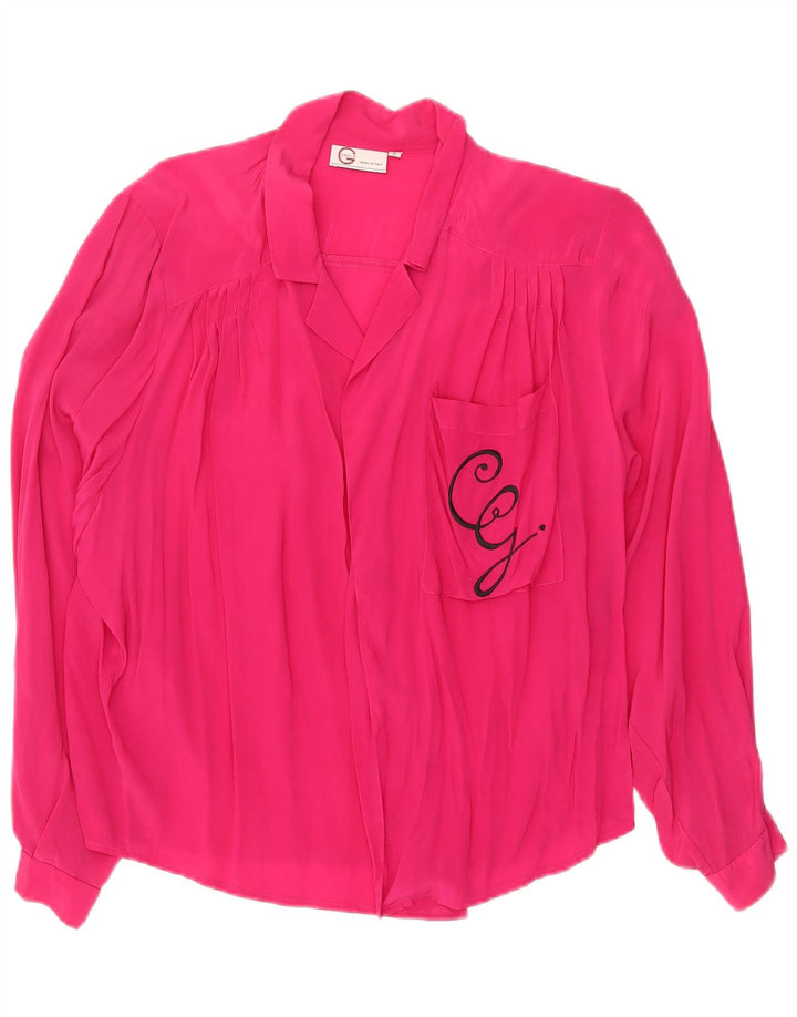 Vintage Womens Oversized Shirt Blouse UK 10 Small Pink
