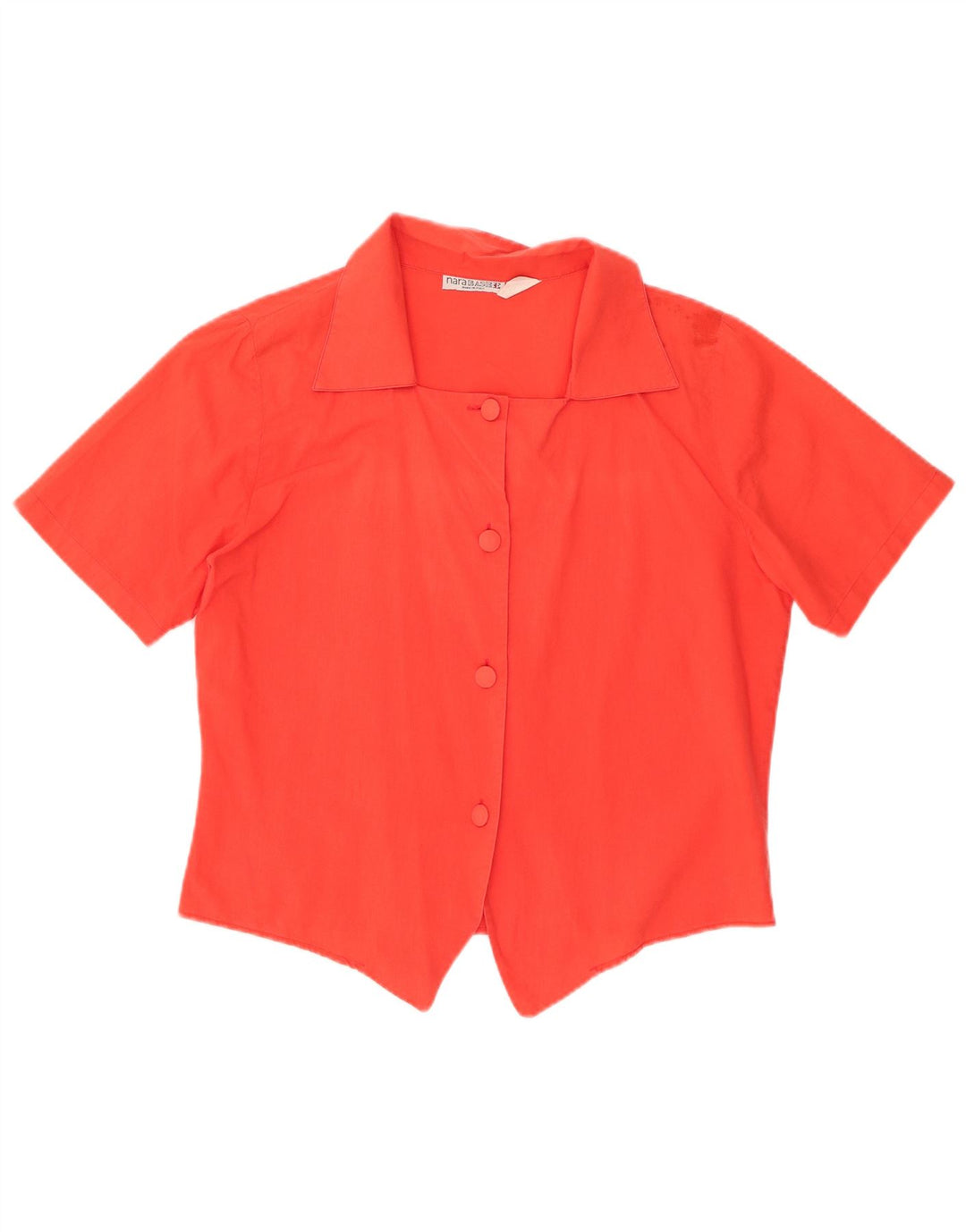 Vintage Womens Short Sleeve Shirt UK 14 Medium Red Cotton