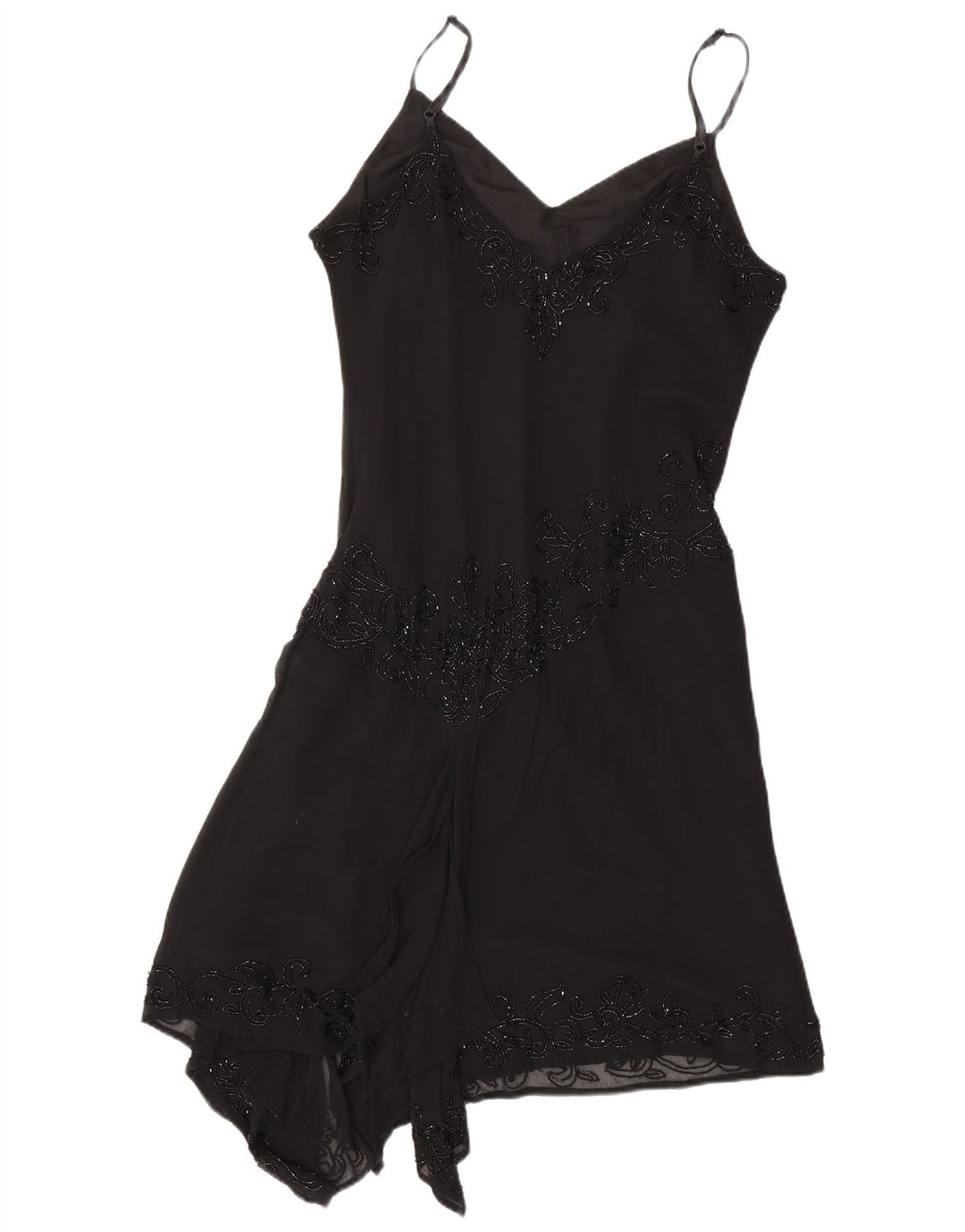 JMD Womens Asymmetrisk Slip Dress UK 12 Medium Black Polyester
