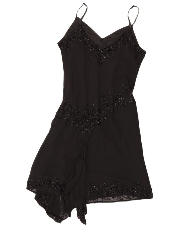JMD Womens Asymmetrisk Slip Dress UK 12 Medium Black Polyester